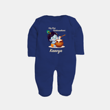 Krishna's Blessings My First Krishnashtami Sleep Suit/Full Sleeve Body Suit | Custom Personalized Baby Outfit - NAVY BLUE - New Born (Chest 7.5")