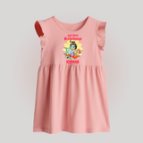 Jai Shri Krishna Baby Frock | Custom Baby Frock Celebrating Lord Krishna - BABY PINK - 0 - 3 Months Old (Chest 17")