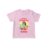 Jai Shri Krishna TShirt | Custom Baby TShirt Celebrating Lord Krishna - BABY PINK - 0-5 Months Old (Chest 17")