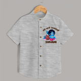 Meri Pehli Janmashtami Special Shirt | Personalized Baby Outfit for Krishna Jayanthi - GREY - 0 - 6 Months Old (Chest 23")