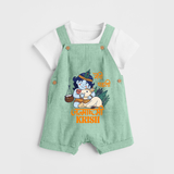 Meri Pehli Janmashtami Dungaree Set | Custom Baby Dungaree Set for Your Little One's First Krishna Festival - MINT GREEN - 0 - 5 Months Old (Chest 18")