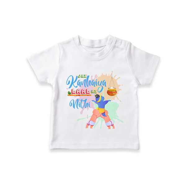 Jai Kanhaiya Laal Ki T-Shirt | Personalized Baby T-Shirt for Krishna Lovers - WHITE - 0-5 Months Old (Chest 17")