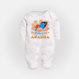 Haathi Ghoda Paalki Jai Kanhaiya Laal Ki Sleep Suit | Custom Baby Sleep Suit for Krishna Celebrations - WHITE - New Born (Chest 7.5")