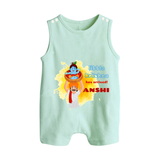 Little Krishna Has Arrived Romper Suit | Personalized Baby Romper Suit for Krishna Devotees - MINT GREEN - 0 - 5 Months Old (Chest 18")