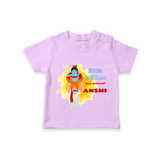 Little Krishna Has Arrived T-Shirt | Personalized Baby T-Shirt for Krishna Devotees - LILAC - 0-5 Months Old (Chest 17")