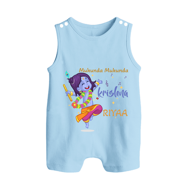 Mukunda Mukunda Krishna Romper Suit | Custom Baby Romper Suit for Krishna Enthusiasts - BABY BLUE - 0 - 5 Months Old (Chest 18")