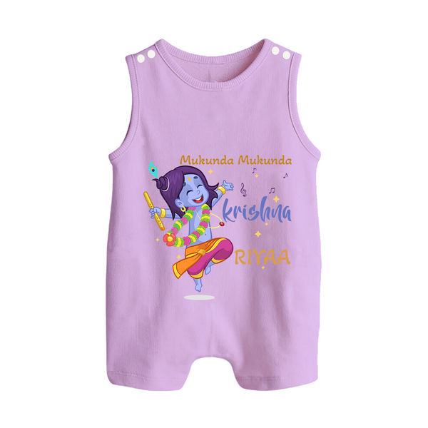 Mukunda Mukunda Krishna Romper Suit | Custom Baby Romper Suit for Krishna Enthusiasts - LILAC - 0 - 5 Months Old (Chest 18")