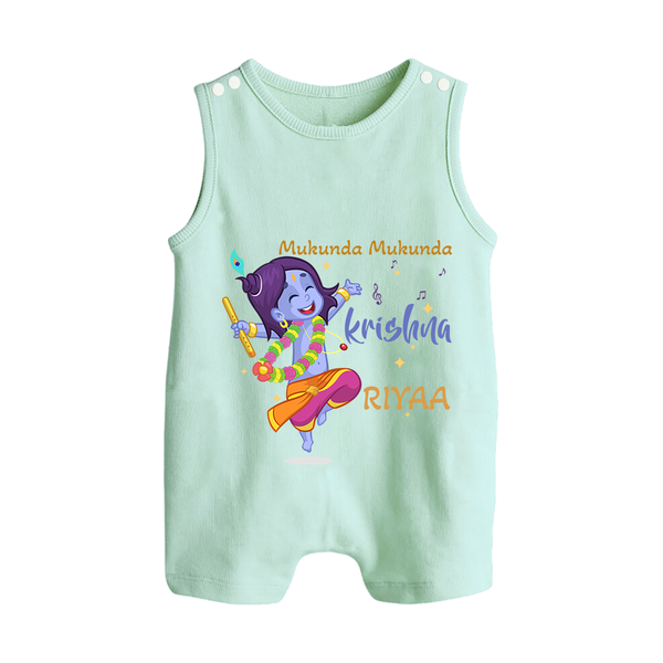 Mukunda Mukunda Krishna Romper Suit | Custom Baby Romper Suit for Krishna Enthusiasts - MINT GREEN - 0 - 5 Months Old (Chest 18")