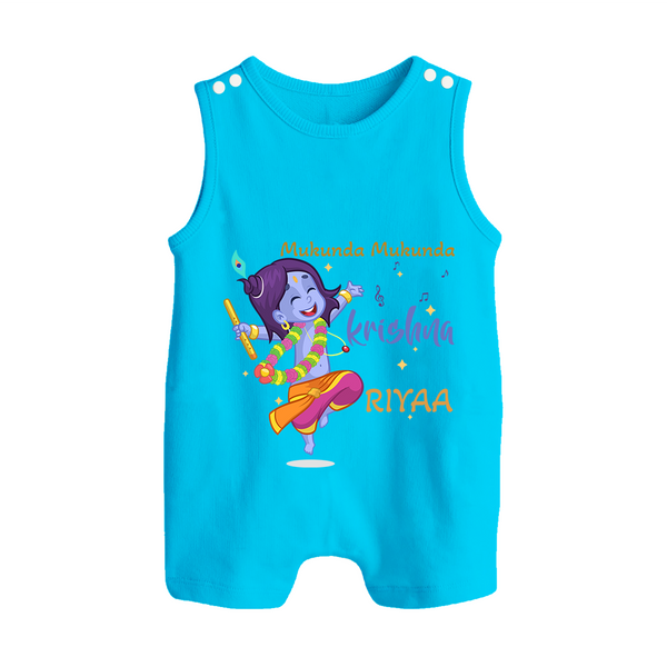 Mukunda Mukunda Krishna Romper Suit | Custom Baby Romper Suit for Krishna Enthusiasts - SKY BLUE - 0 - 5 Months Old (Chest 18")