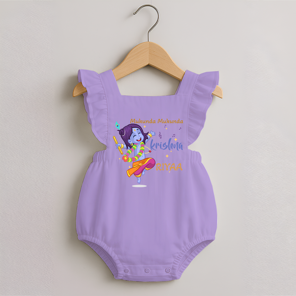 Mukunda Mukunda Krishna Romper Frock | Custom Baby Romper Frock for Krishna Enthusiasts - LILAC - 0 - 3 Months Old (Chest 19")