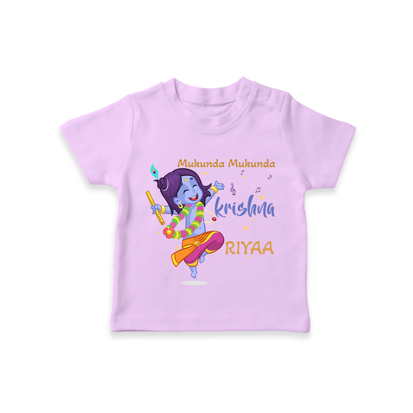 Mukunda Mukunda Krishna T-Shirt | Custom Baby T-Shirt for Krishna Enthusiasts - LILAC - 0-5 Months Old (Chest 17")