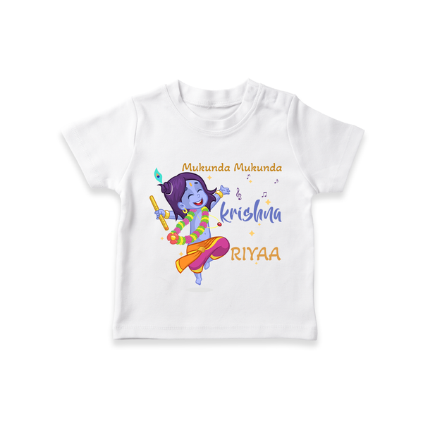 Mukunda Mukunda Krishna T-Shirt | Custom Baby T-Shirt for Krishna Enthusiasts - WHITE - 0-5 Months Old (Chest 17")