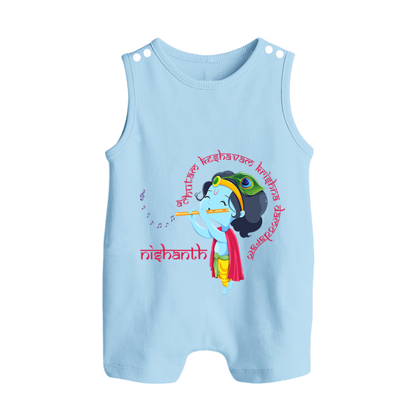 Achyutam Keshavam Krishna Damodaram Romper Suit | Personalized Baby Romper Suit for Krishna Fans - BABY BLUE - 0 - 5 Months Old (Chest 18")