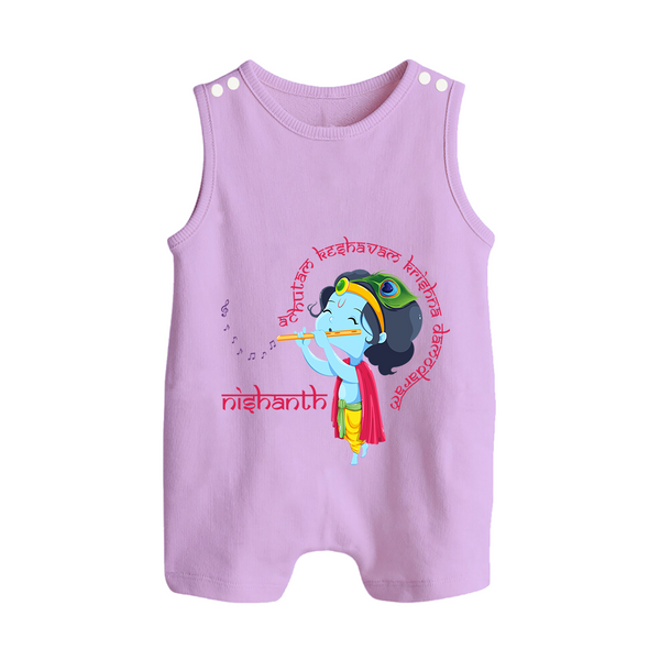 Achyutam Keshavam Krishna Damodaram Romper Suit | Personalized Baby Romper Suit for Krishna Fans - LILAC - 0 - 5 Months Old (Chest 18")