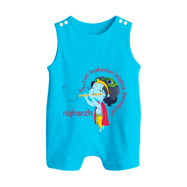 Achyutam Keshavam Krishna Damodaram Romper Suit | Personalized Baby Romper Suit for Krishna Fans - SKY BLUE - 0 - 5 Months Old (Chest 18")