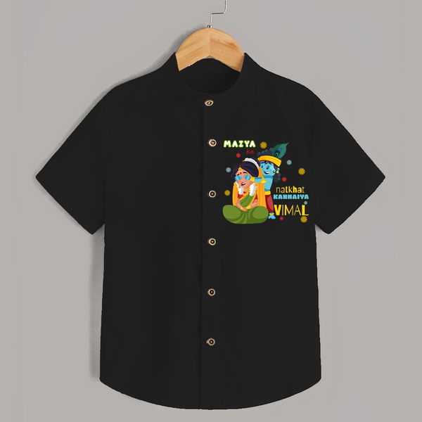 Mother's Mischievous Little Krishna Shirt | Custom Baby Shirt for Krishna's Little One - BLACK - 0 - 6 Months Old (Chest 23")