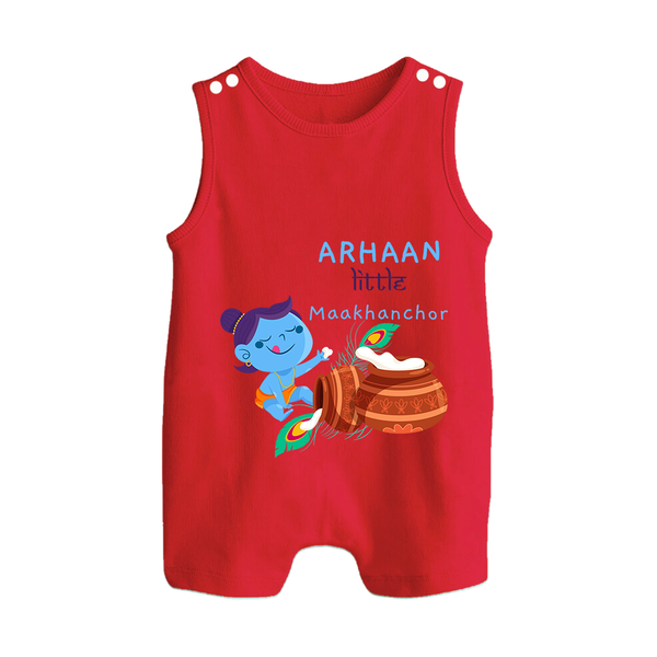 Little Butter Thief Romper Suit | Personalized Baby Romper Suit for Krishna Lovers - RED - 0 - 5 Months Old (Chest 18")