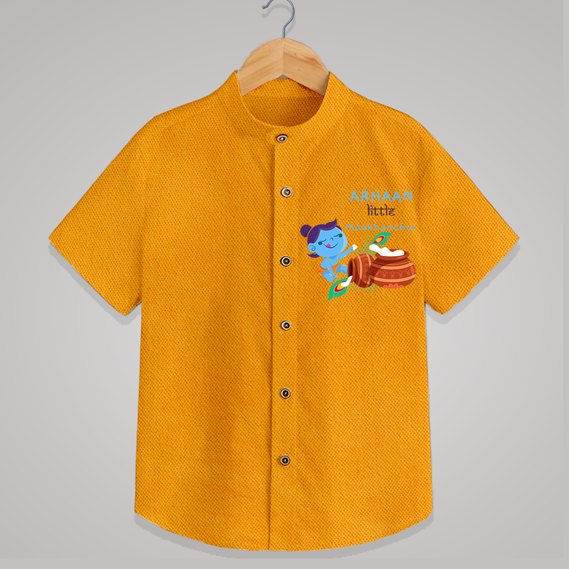 Little Butter Thief Shirt | Personalized Baby Shirt for Krishna Lovers - CHROME YELLOW - 0 - 6 Months Old (Chest 23")