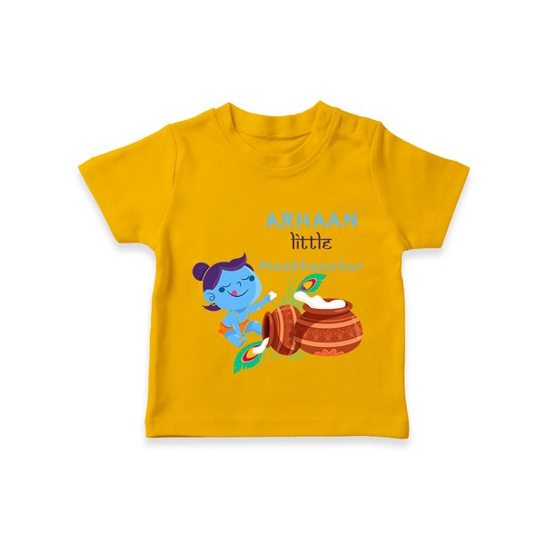 Little Butter Thief T-Shirt | Personalized Baby T-Shirt for Krishna Lovers - CHROME YELLOW - 0-5 Months Old (Chest 17")