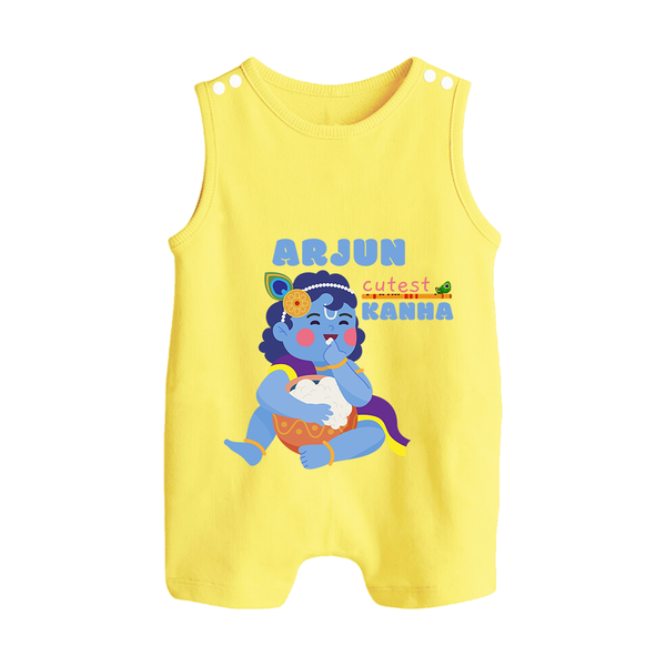 Cutest Kanna Romper Suit | The Most Adorable Form of Baby Krishna - PASTEL YELLOW - 0 - 5 Months Old (Chest 18")