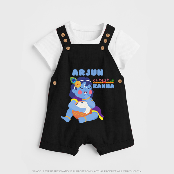 Cutest Kanna Dungaree Set | The Most Adorable Form of Baby Krishna - BLACK - 0 - 5 Months Old (Chest 18")