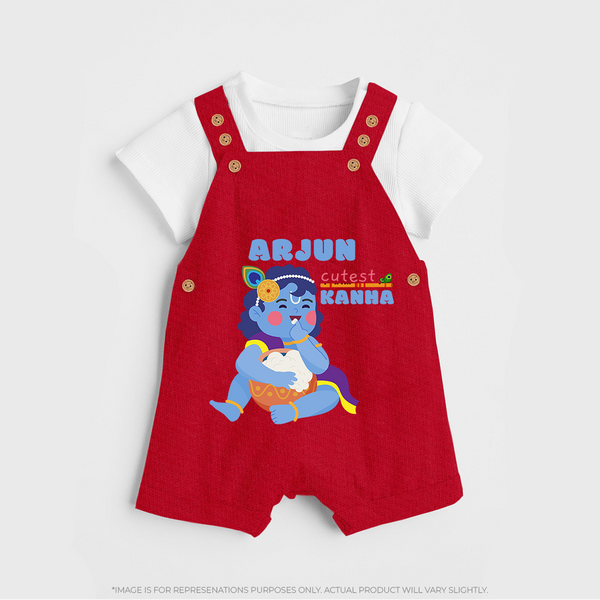 Cutest Kanna Dungaree Set | The Most Adorable Form of Baby Krishna - RED - 0 - 5 Months Old (Chest 18")