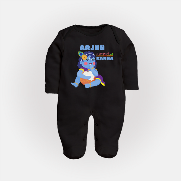 Cutest Kanna Sleep Suit | The Most Adorable Form of Baby Krishna - BLACK - New Born (Chest 7.5")