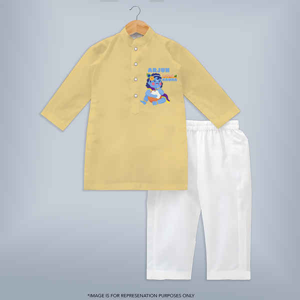 Cutest Kanna Kurta Set | The Most Adorable Form of Baby Krishna - PASTEL YELLOW - 3 - 6 Months Old (Chest 24", Kurta Length 14'', Waist 19", Pant Length 14")
