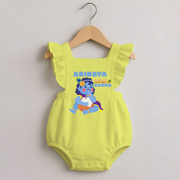 Cutest Kanna Romper Frock | The Most Adorable Form of Baby Krishna - PASTEL YELLOW - 0 - 3 Months Old (Chest 19")