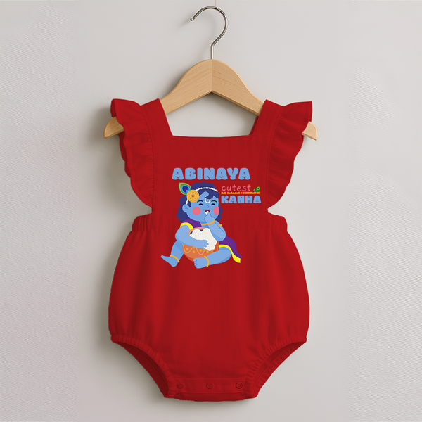 Cutest Kanna Romper Frock | The Most Adorable Form of Baby Krishna - RED - 0 - 3 Months Old (Chest 19")