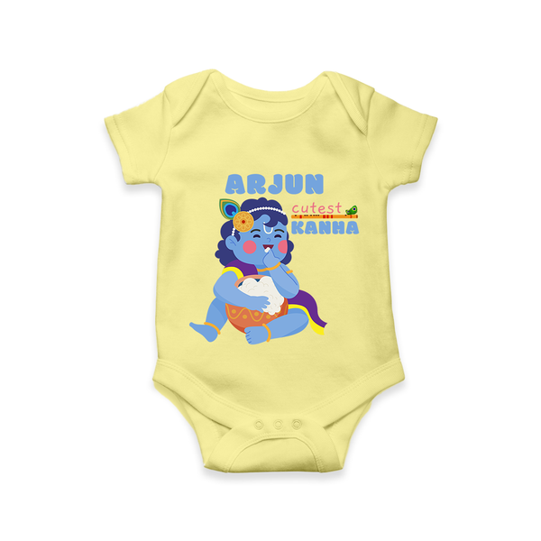 Cutest Kanna Romper | The Most Adorable Form of Baby Krishna - PASTEL YELLOW - New Born (Chest 14")