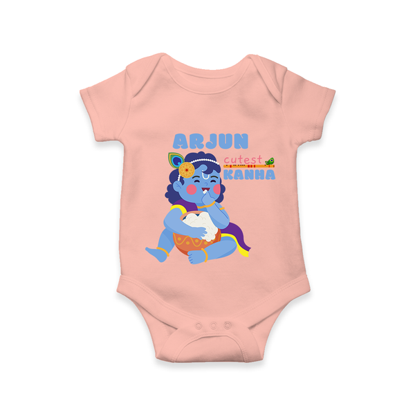 Cutest Kanna Romper | The Most Adorable Form of Baby Krishna - PEACH - New Born (Chest 14")