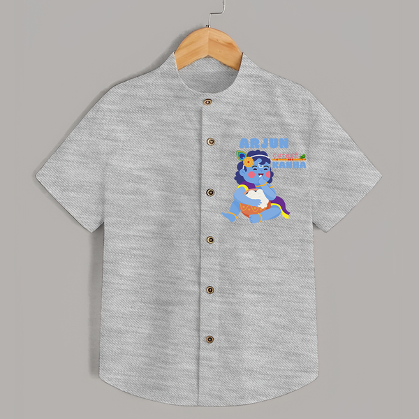 Cutest Kanna Shirt | The Most Adorable Form of Baby Krishna - GREY - 0 - 6 Months Old (Chest 23")
