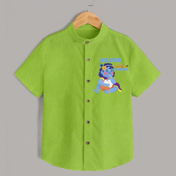 Cutest Kanna Shirt | The Most Adorable Form of Baby Krishna - LIME GREEN - 0 - 6 Months Old (Chest 23")