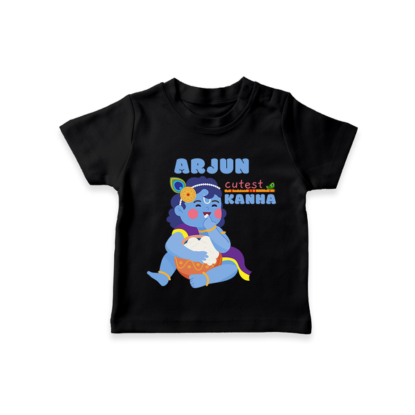 Cutest Kanna T-Shirt | The Most Adorable Form of Baby Krishna - BLACK - 0-5 Months Old (Chest 17")