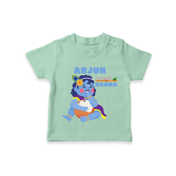 Cutest Kanna T-Shirt | The Most Adorable Form of Baby Krishna - MINT GREEN - 0-5 Months Old (Chest 17")