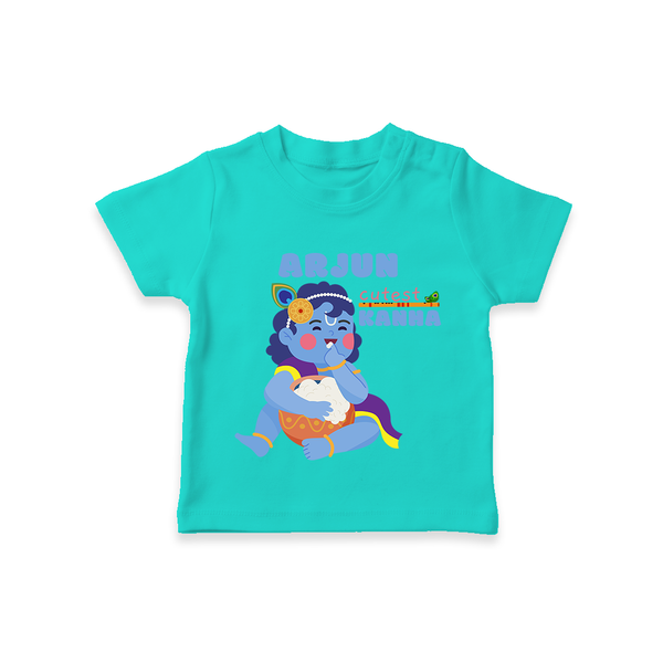 Cutest Kanna T-Shirt | The Most Adorable Form of Baby Krishna - TEAL - 0-5 Months Old (Chest 17")