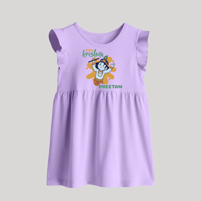 Little Krishna Baby Frock | Personalized Baby Frock for Krishna Devotees - LILAC - 0 - 3 Months Old (Chest 17")
