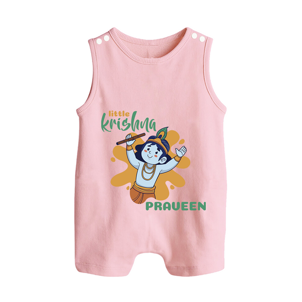 Little Krishna Romper Suit | Personalized Baby Romper Suit for Krishna Devotees - BABY PINK - 0 - 5 Months Old (Chest 18")