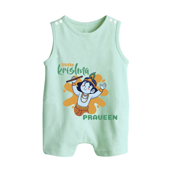 Little Krishna Romper Suit | Personalized Baby Romper Suit for Krishna Devotees - MINT GREEN - 0 - 5 Months Old (Chest 18")