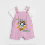 Little Krishna Dungaree Set | Personalized Baby Dungaree Set for Krishna Devotees - BABY PINK - 0 - 5 Months Old (Chest 18")