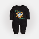 Little Krishna Sleep Suit | Personalized Baby Sleep Suit for Krishna Devotees - BLACK - New Born (Chest 7.5")