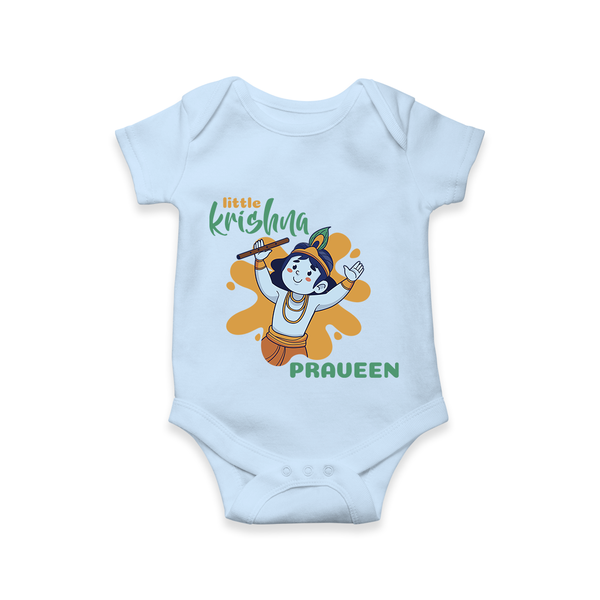 Little Krishna Romper | Personalized Baby Romper for Krishna Devotees - BABY BLUE - New Born (Chest 14")