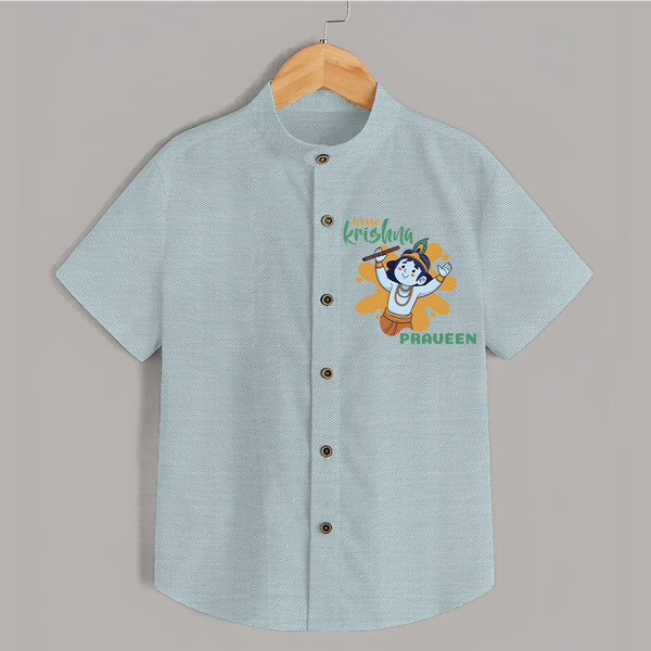 Little Krishna Shirt | Personalized Baby Shirt for Krishna Devotees - ARCTIC BLUE - 0 - 6 Months Old (Chest 23")