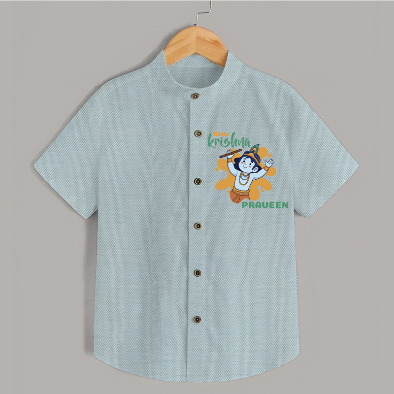 Little Krishna Shirt | Personalized Baby Shirt for Krishna Devotees - ARCTIC BLUE - 0 - 6 Months Old (Chest 23")