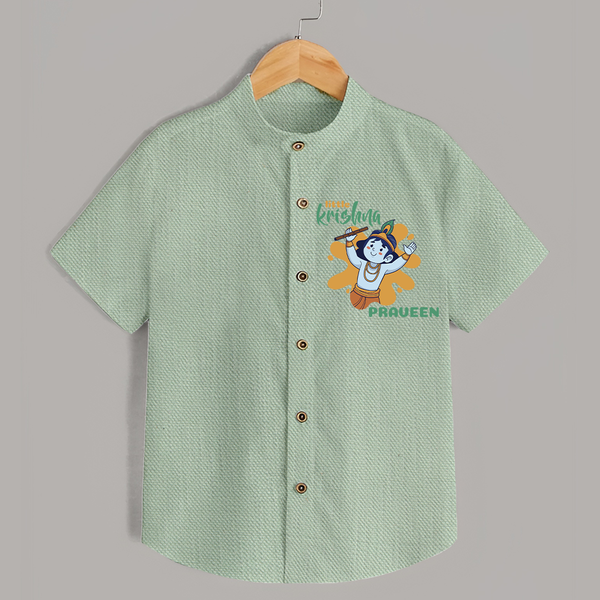 Little Krishna Shirt | Personalized Baby Shirt for Krishna Devotees - MINT GREEN - 0 - 6 Months Old (Chest 23")