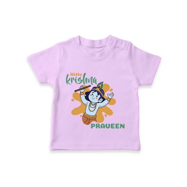 Little Krishna T-Shirt | Personalized Baby T-Shirt for Krishna Devotees - LILAC - 0-5 Months Old (Chest 17")