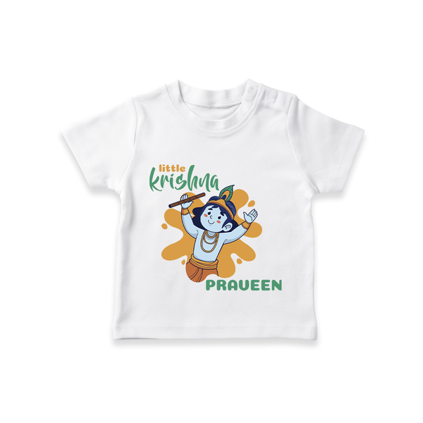 Little Krishna T-Shirt | Personalized Baby T-Shirt for Krishna Devotees - WHITE - 0-5 Months Old (Chest 17")