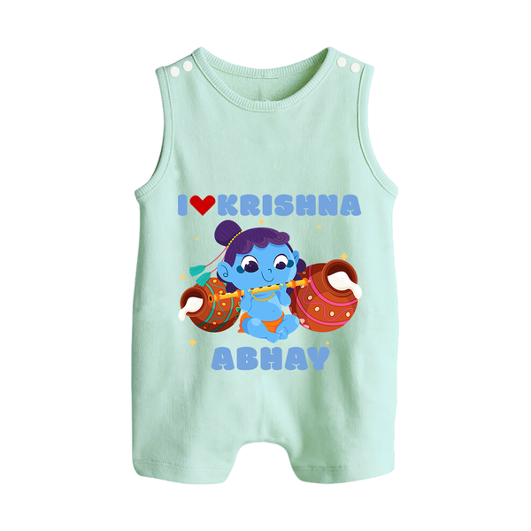 I Love Krishna Romper Suit | Custom Baby Romper Suit for Krishna Fans - MINT GREEN - 0 - 5 Months Old (Chest 18")