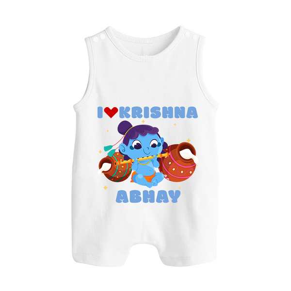 I Love Krishna Romper Suit | Custom Baby Romper Suit for Krishna Fans - WHITE - 0 - 5 Months Old (Chest 18")